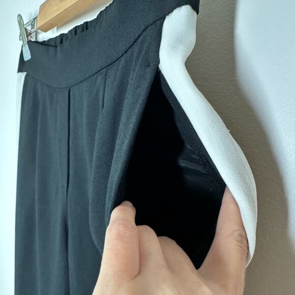 Aritzia Babaton Conan Cropped Pant Black with White Tuxedo Stripe Size 0 - Picture 4 of 9